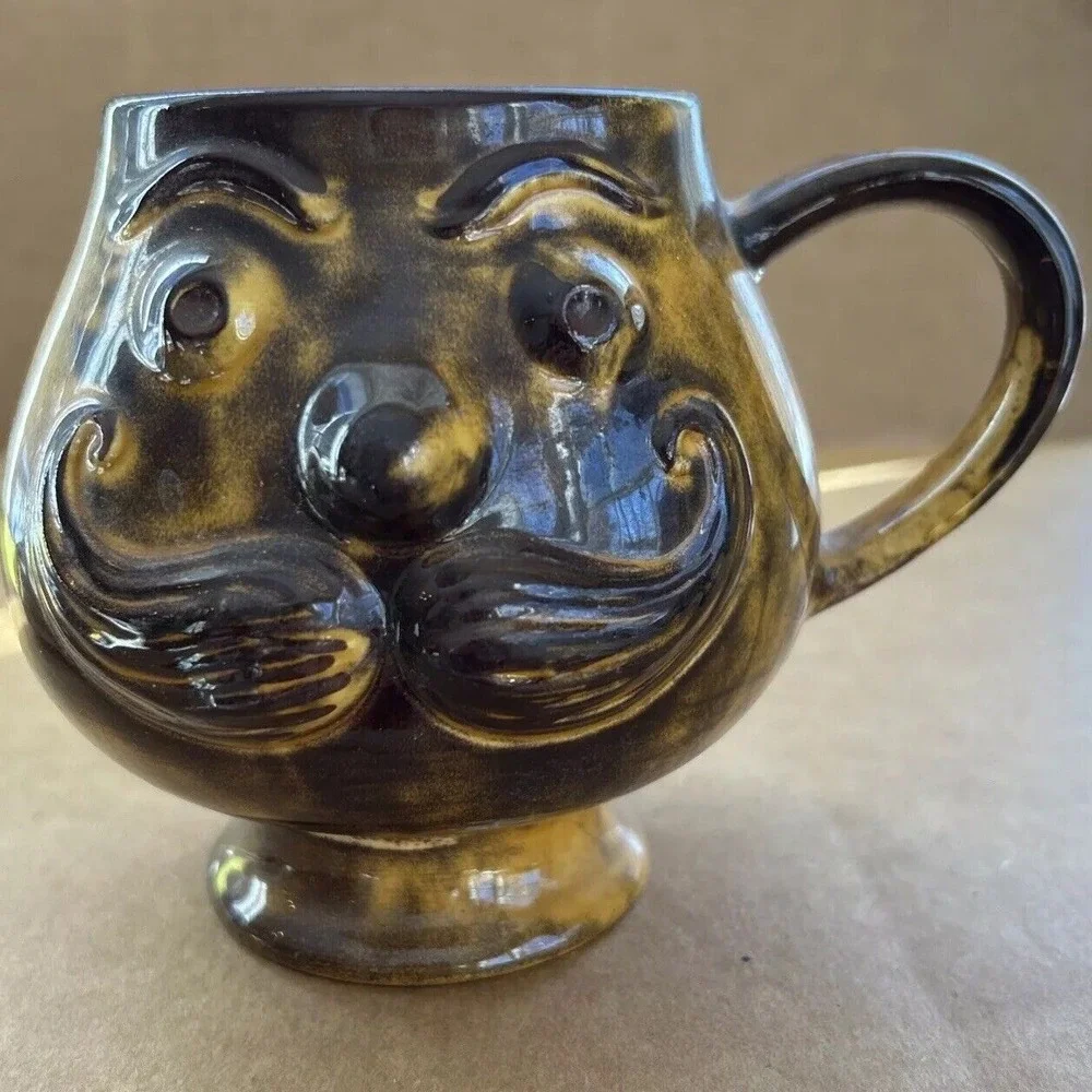 Vintage Head jug shaving mug Pottery Man's head‎ USA